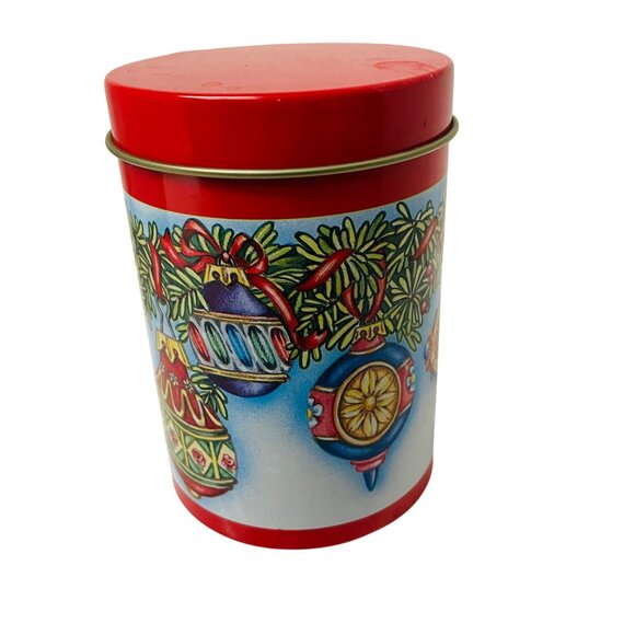 Vintage Holiday Ornament Empty Can Tin Canister 5" x 3 1/3" Festive - Picture 5 of 8